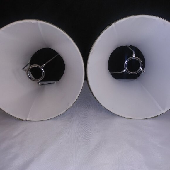 VTG Small Green Bell Shape Lamp Shade Faux Silk 8x9 Home Decor Set of 2 - Picture 5 of 13